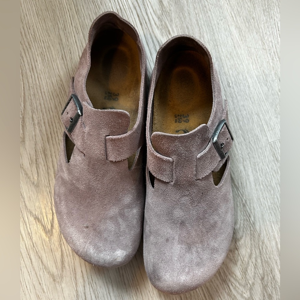 Birkenstock Suede Slip-On Clog in Grayish Purple - Picture 3 of 3
